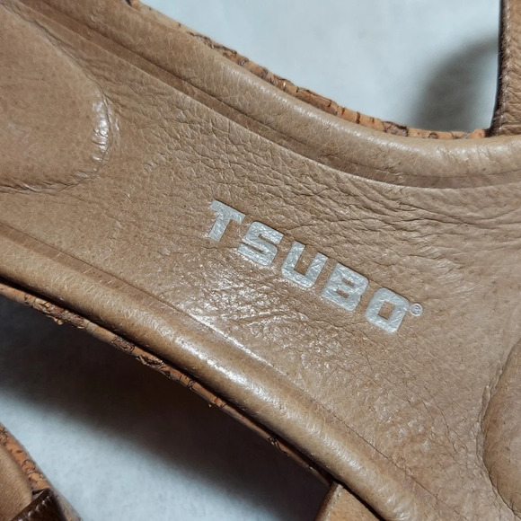 Tsubo Olivette BrownTan Leather Strappy Cork Wedge Platforms - Picture 12 of 14